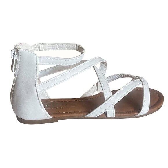 Women's Crisscross Strappy Open Toe Flat Sole Sandals Back Zipper Closure - Picture 3 of 6